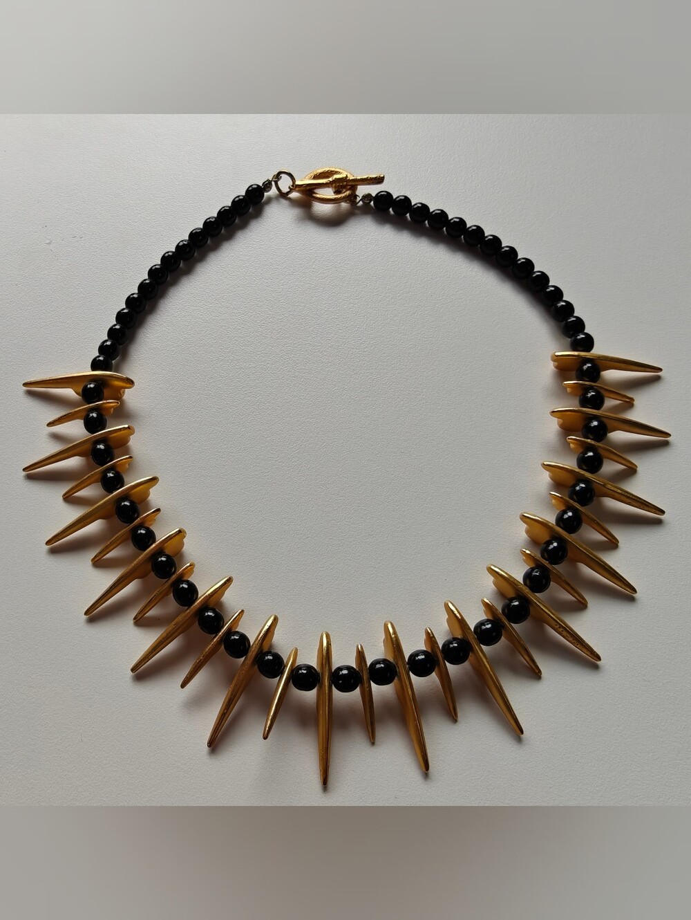 Vintage Gold-Tone Spike Collar Necklace